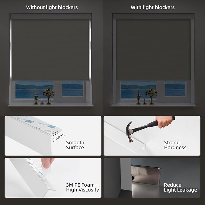 ZSTARR Motorized Smart Blind for Window with Remote Control, Automatic Blackout Roller Shade Customizable Size,with Valance Child Safety Rechargeable Battery Blinds (Medium Khaki)