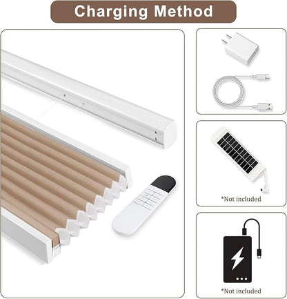 Godark Motorized TDBU Cellular Shades with Remote Control Smart Honeycomb Blinds Compatible with Alexa Google Home Smarthings Custom Double Cellular Light Filtering for Indoor Windows Doors-Brown