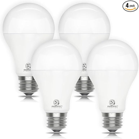 Energetic Dimmable A21 LED Bulb, 150 Watt Equivalent, Super Bright Light Bulb, Soft White 2700K, 2300LM, Brightest LED Bulbs, E26 Standard Base, Damp Rated, UL Listed, 4-Pack