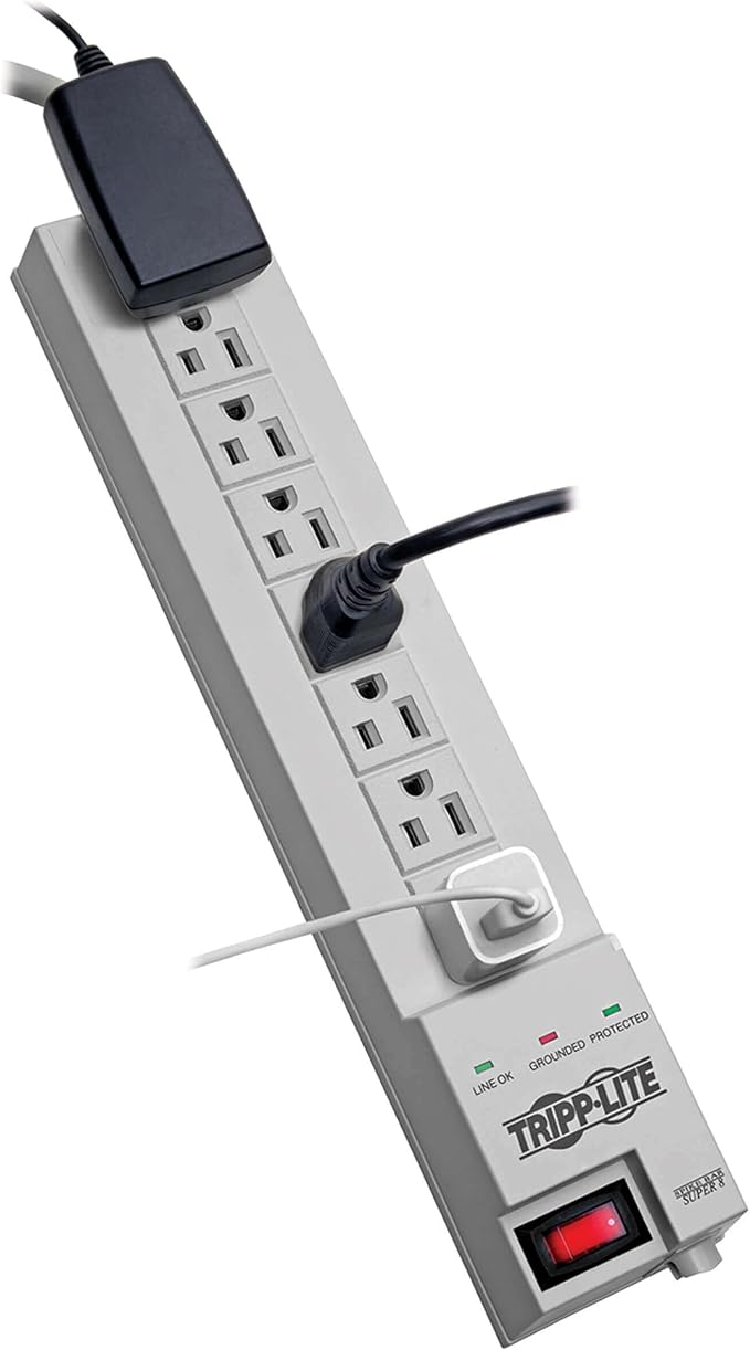 Tripp Lite 8 Outlet Surge Protector Power Strip, 8ft Cord, Right Angle Plug, Lifetime Manufacturer's Guarantee & $35,000 INSURANCE (SK6-6)