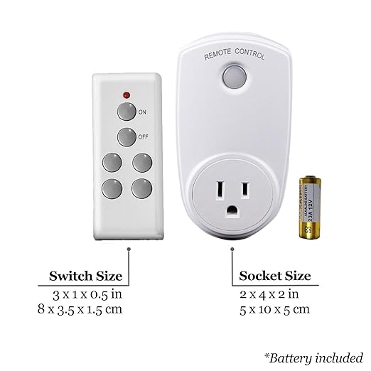 JOR Wireless Remote Control Electrical Outlet Switch, Strong RF Signal Covers 100 Feet Range, White, 1 Pc per Pack