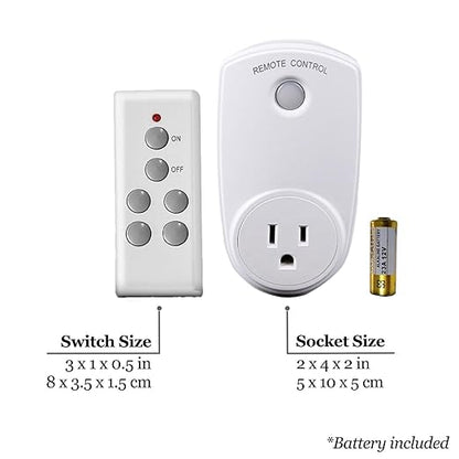 JOR Wireless Remote Control Electrical Outlet Switch, Strong RF Signal Covers 100 Feet Range, White, 1 Pc per Pack