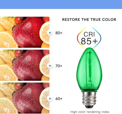 Ruiandsion E12 LED Decorative Bulb Green 110V No Flicker Eye Protection for Holiday Warning Lights Christmas Tree Chandeliers Pack of 6
