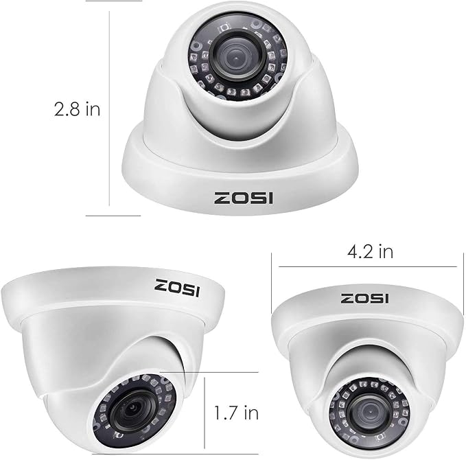 ZOSI 4 Pack 2.0MP HD 1080P Security Cameras Kit TVI/CVI/AHD CCTV Dome Home Cameras for 720P / 1080N / 1080P/5MP/4K HD-TVI AHD CVI Analog DVR Systems (White) (Renewed)