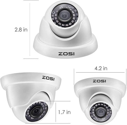 ZOSI 4 Pack 2.0MP HD 1080P Security Cameras Kit TVI/CVI/AHD CCTV Dome Home Cameras for 720P / 1080N / 1080P/5MP/4K HD-TVI AHD CVI Analog DVR Systems (White) (Renewed)