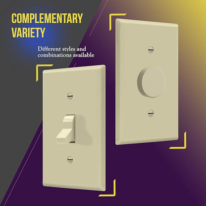ENERLITES Toggle Light Switch Wall Plate, Size 1-Gang 4.50" x 2.76", Unbreakable Polycarbonate Thermoplastic, 8811-I, Ivory