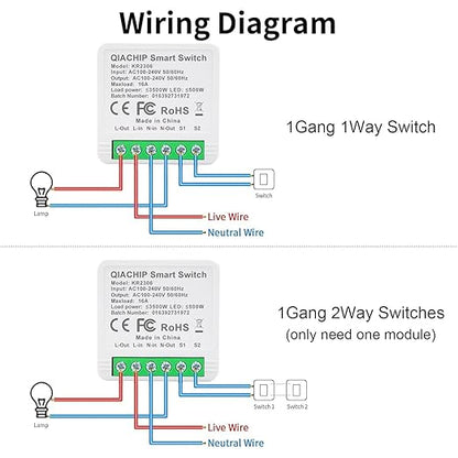 Ewelink 2.4GHz Wireless Light Switch and Receiver Kit, 16A Smart Relay Module with Wall Switch, Support Bluetooth Control, 100 Feet RF Range, No Wi-Fi Required