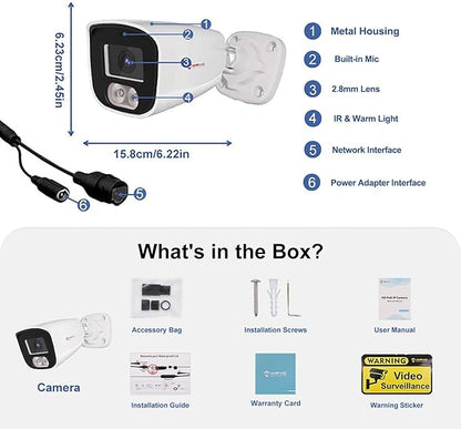 Anpviz 4MP Bullet PoE IP Camera, Security IP Camera Outdoor Indoor, AI Human Motion Detection, Smart Dual Light Color Night Vision, Built-in Mic, 2.8mm Lens, IP66 Waterproof, NDAA Complaint (U Series)