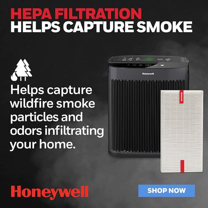 Honeywell HEPA Air Purifier Filter R, 1-Pack for HPA 100/200/300, 3000 and 5000 Series - Airborne Allergen Air Filter Replacement Targets Wildfire/Smoke, Pollen, Pet Dander, and Dust