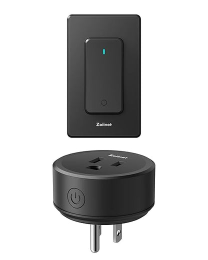 Zoiinet Remote Control Outlet Plug Switch, Buckle Design & Removable Wireless Light Switch, 300 ft, 1500W On Off Power Switch for Household Appliances, No Wiring No WiFi, Programmable, Black
