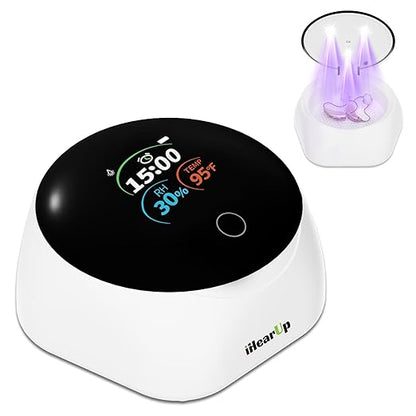 Hearing Aid Dryer & Dehumidifier,15 Mins World's Fastest,Removes Sweat & Moisture for Hearing Aids,Earbuds,Amplifiers,Smart Digital Display,Rechargeable Type C (White Cable)