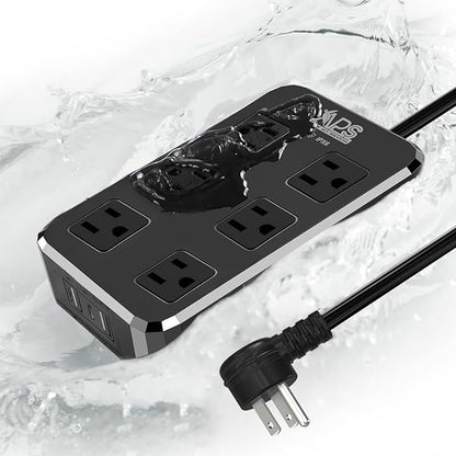 Qiyuan Outdoor Power Strip Weatherproof, 6 Outlet 3 USB 6FT Extension Cord