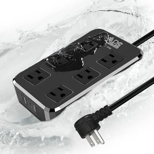 Qiyuan Outdoor Power Strip Weatherproof, 6 Outlet 3 USB 6FT Extension Cord