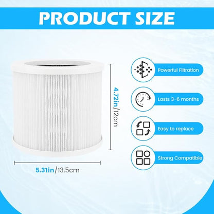 A1 Replacement Filter, 2PCS 3-in-1 H13 True HEPA Air Cleaner Filters Compatible with VEWIOR Air Purifier, HQKJ-80,HQKJ-50,HQSC-50,KOIOS HQKJ-50, AP01W