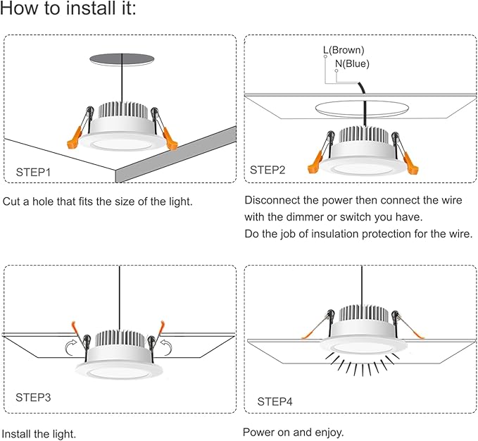 3.5 Inch LED Recessed Lighting Dimmable Downlight, 7W (55W Halogen Equivalent), 3000K Warm White, CRI80, LED Recessed Ceiling Light with Driver (8 Pack)