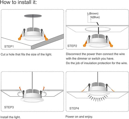 3.5 Inch LED Recessed Lighting Dimmable Downlight, 7W (55W Halogen Equivalent), 3000K Warm White, CRI80, LED Recessed Ceiling Light with Driver (8 Pack)