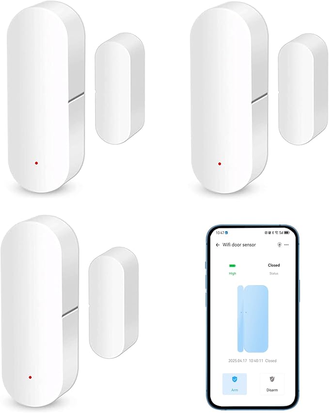 WiFi Smart Door Sensor: Door Open Contact Sensor for Home Security, Wireless Window Sensor, Secure Your Home with Instant Alerts & Smart Automation, Alexa & Google Assistant Compatible (3-Pack)