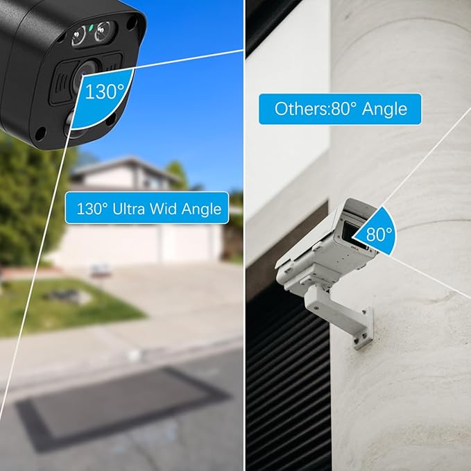 (2026 Update) Wireless WiFi Outdoor Security Camera System with Dual Antenna Cameras, 55% Stronger Signal, 130° Wide Angle, 65ft Night Vision, 2-Way Audio, No Monthly Fee, Home NVR Security System