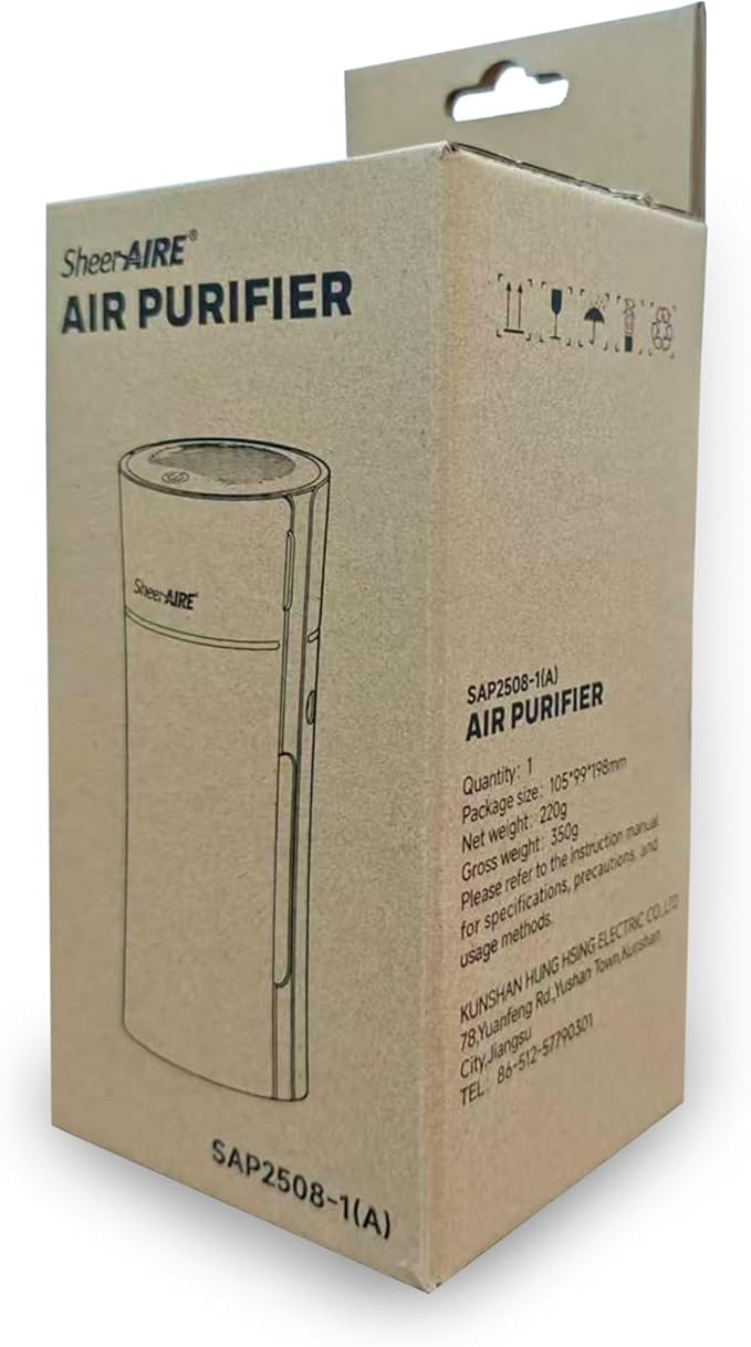 Home & Car HEPA Air Purifier USB-C Charging Ultra-Quiet 22dB Compact Design Night Light 360° Outlet Suitable for Car Interiors Desks Dorms & Pet Crates