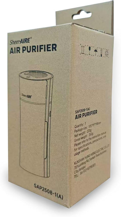 Home & Car HEPA Air Purifier USB-C Charging Ultra-Quiet 22dB Compact Design Night Light 360° Outlet Suitable for Car Interiors Desks Dorms & Pet Crates