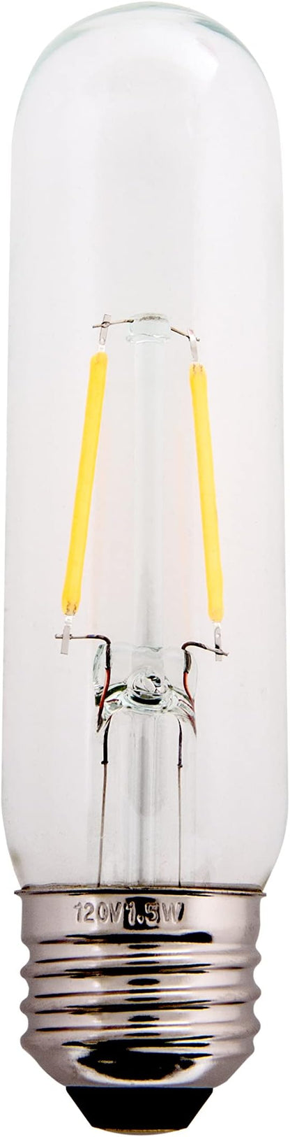 Creative Hobbies Clear 1.5W LED T10 Tubular Light Bulb - Nickel Plated E26 Medium Base (25 Watt Equivalent) | 4 Pack