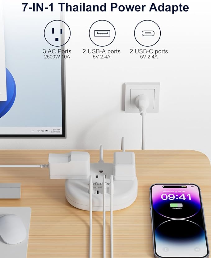 Thailand Power Adapter, Thailand Extension Cord 4FT