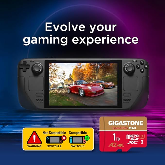 【for Switch 1 Only】 GIGASTONE 1TB Micro SD Card, 4K Game Pro MAX, Memory Card for Gaming Console, Action Camera, UHD Video, up to 170/140 MB/s, UHS-I U3 A2 V30 C10【5-Years Data Recovery】