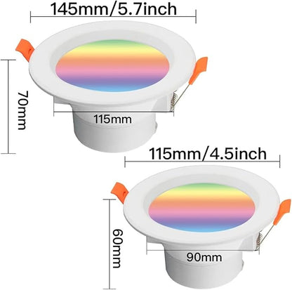 Smart LED Downlight Dimming Round Spot Light 7/10W RGB Color Changing Warm Cool Light ﻿(10W 4.5in Light)