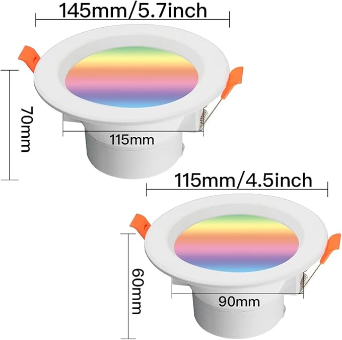 Smart LED Downlight Dimming Round Spot Light 7/10W RGB Color Changing Warm Cool Light ﻿(10W 5.7in Light)