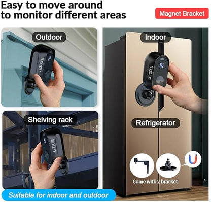 LETSCEE Security Cameras Wireless Outdoor or Indoor,Alexa Cameras for Home Security Outside with Night Vision,2-Way Audio,Motion Detection,SD/Cloud Storage,Motion Zone,IP65 Weatherproof