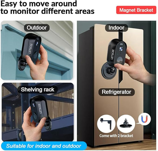 LETSCEE Security Cameras Wireless Outdoor or Indoor,Alexa Cameras for Home Security Outside with Night Vision,2-Way Audio,Motion Detection,SD/Cloud Storage,Motion Zone,IP65 Weatherproof