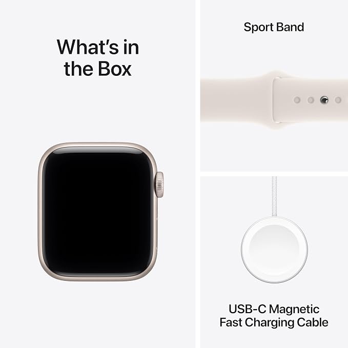 Apple Watch SE 3 [GPS 40mm] Smartwatch with Starlight Aluminium Case with Starlight Sport Band - S/M. Fitness and Sleep Trackers, Heart Rate Monitor with AppleCare+ (2 Years)