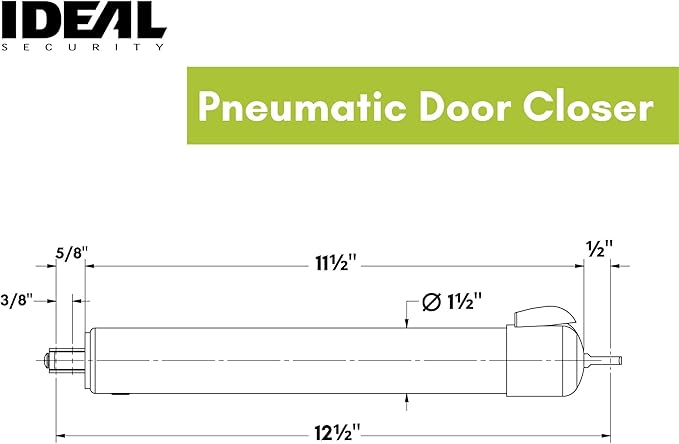 Ideal Security 9700 Heavy Pneumatic Touch & Hold Storm and Screen Door Closer for Wood, Aluminum, and Vinyl Doors, Silent and Smooth Closing, 11.5", Black