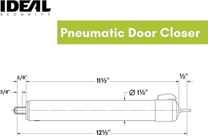Ideal Security 9700 Heavy Pneumatic Touch & Hold Storm and Screen Door Closer for Wood, Aluminum, and Vinyl Doors, Silent and Smooth Closing, 11.5", Black