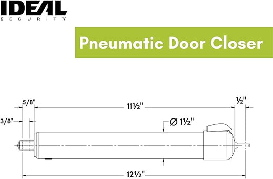 Ideal Security 9700 Heavy Pneumatic Touch & Hold Storm and Screen Door Closer for Wood, Aluminum, and Vinyl Doors, Silent and Smooth Closing, 11.5", Black