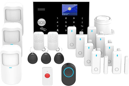 2G WiFi Alarm System, Compatible with Google Home and Alexa Wireless Security System, Motion Detector, Anti-Theft Kit with Siren, Sensor Ports Protect Your Office (Smart Life & Tuya)