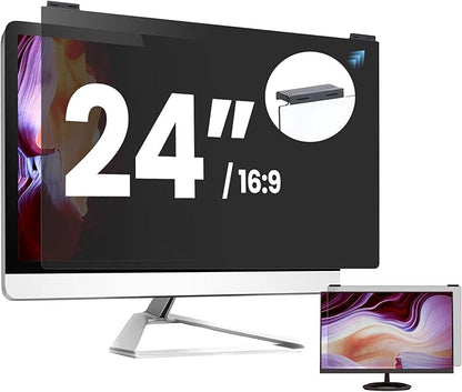 Computer Privacy Screen Filter 24 Inch, 9H Hardness Hanging Computer Screen Privacy Shield Compatible with 23.6,23.8 inch for 16:9 Widescreen Monitor, Eye Protection and Blue Light Blocks