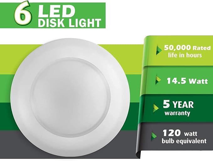 7.5" Flush Mount Ceiling Light, Dimmable LED Lights, Disk Lights, Ceiling Light Fixture, 16.5W (120W Equivalent), 120V, 4000K, ETL, Wet Location LED Light - 4/6" J-Box (Natural White)