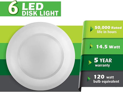 7.5" Ceiling Lighting Fixture I LED Lights for Bedroom I 16.5W (120W Eq), 120V, 2700K Porch Lights I Wet Location LED Light - 4/6" J-Box | Flush Mount Ceiling Light Fixture