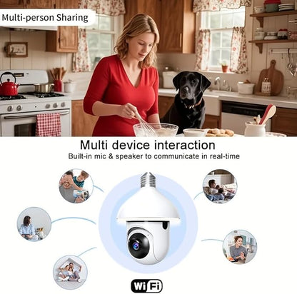 Upgrade Light Bulb Security Camera, WiFi Smart Bulb Cam Home Surveillance Camera, Human Motion Tracking, Siren Alarm, Cloud & TF Card Storage, Waterproof Outdoor Indoor Security Monitor