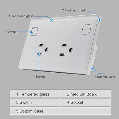 Smart Plug Energy Monitoring,4.65 X 2.83 X 1.69 Inches Wall Socket,Smart Outlet Compatible with Alexa and Tuya,Socket 2.4GHz WiFi Only,White