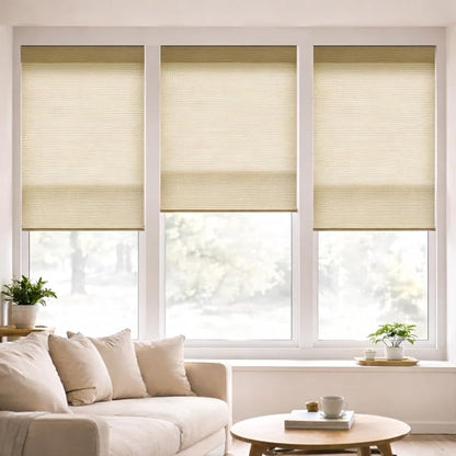 ZSHINE Motorized Linen-Look Roller Shades for Windows, Rechargeable Smart Light Filtering Blinds Compatible with Alexa (82189A)