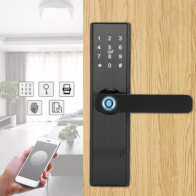 Fingerprint Door Lock, WiFi Smart Biometric Door Lock Password IC Card Entry Access System with Mechanical Key for Hotels and Offices Homes Apartments