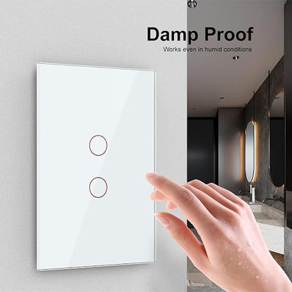 LIVOLO Modern Electrical Light Switch Tempered Glass Panel Single Pole Wall Touch Light Switch with Led Indicator,No Neutral Wire,2 Circles 1 Way (White) | Tempered Glass Switch with Led Indicator,No Neutral Wire Required,Touch control,LED indicator, s...