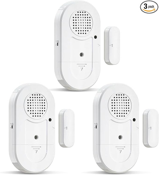 Sanjie Door Window Alarm Sensors, 3 Pack, 125dB, Volume Control | 125dB wireless sensors alert when doors or windows open, with adjustable volume, easy installation and long battery life