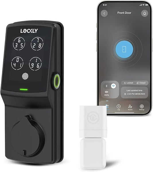 Lockly Guard Deadbolt PGD728WPU Commercial Smart Lock – UL10B/10C Fire Rated Keypad Deadbolt with Fingerprint, Wi-Fi & Bluetooth, Alexa & Google Compatible, 8 AA Batteries, Rekeyable Door Lock