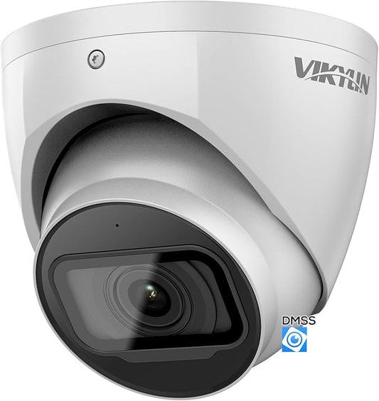 VIKYLIN 4K 8MP IP Security Camera,DMSS/SmartPss Lite,Starlight Dome with Built-in Mic, 256GB SD Card Slot, 2.8mm Lens, 98ft IR,IP67, Indoor Outdoor PoE Surveillance Camera