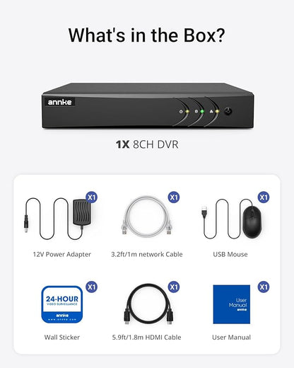 ANNKE 3K Lite H.265+ Security DVR Recorder with AI Human/Vehicle Detection, 8CH Hybrid 5-in-1 CCTV DVR for Surveillance Camera, Supports 8CH Analog and 2CH IP Cameras, Remote Access (No Hard Drive)
