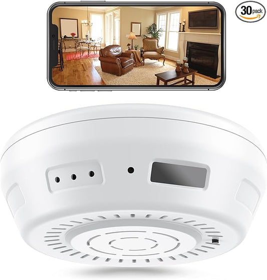 Hidden Camera Smoke Detector Wireless WiFi - Nanny Cams with Cell Phone App - 180 Days Battery Power, Night Vision, Motion Detection, Sideways Lens for Indoor Security, No Audio