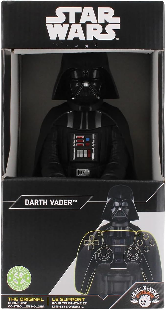 Exquisite Gaming: Star Wars: Darth Vader - Original Mobile Phone & Gaming Controller Holder, Device Stand, Cable Guys, Licensed Figure (Multi-colored)